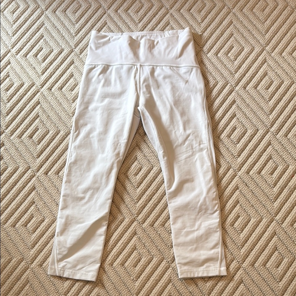 Lululemon White Wunder Train Mesh Cropped Leggings
